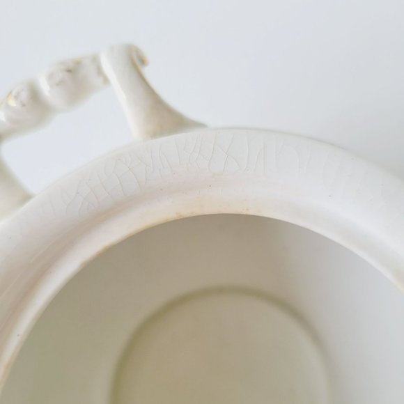 Rare Vintage Johnson Bro Sugar Bowl & Creamer, Blue Accent, Pink Floral, CRAZING - Picture 9 of 16